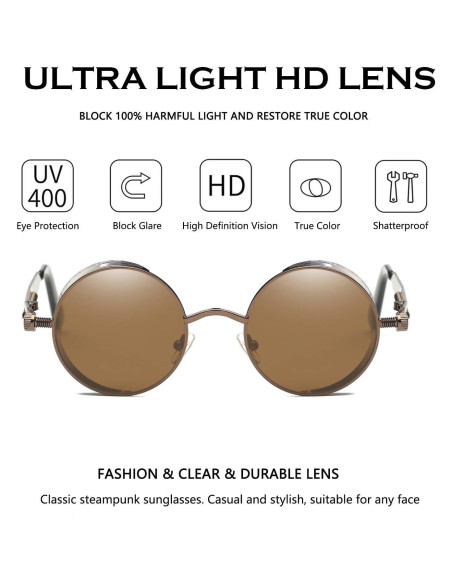 Gafas de Sol Redondas Dollger UV400 Metal Marrón Gafas de Sol Redondas Dollger UV400 Metal Marrón