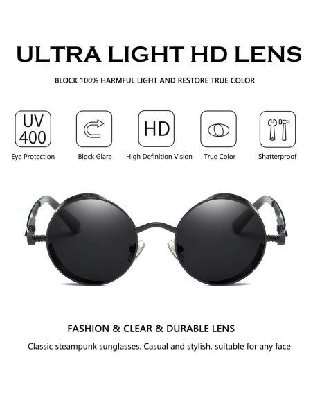 Gafas de Sol Redondas Metal UV400 Dollger - 2 Pares