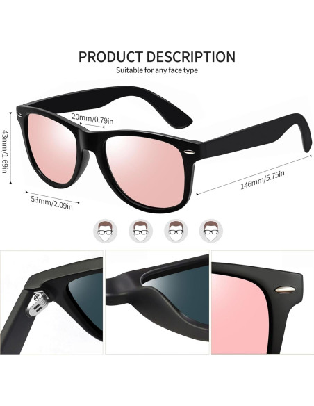 Gafas de sol Joopin cuadradas polarizadas UV400 para hombres y mujeres Gafas de sol Joopin cuadradas polarizadas UV400 para hombres y mujeres