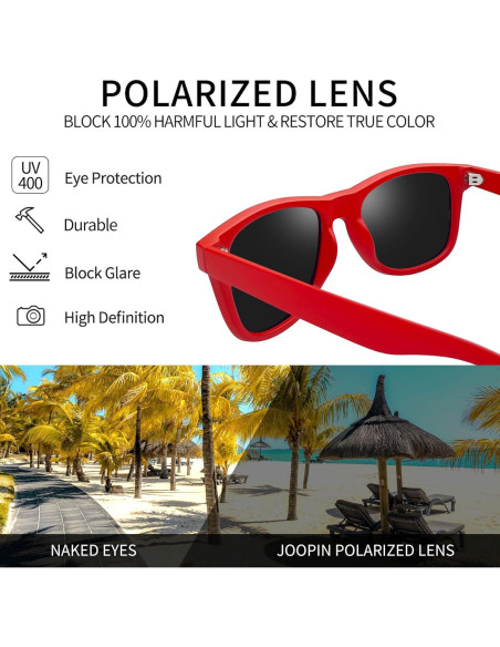 Gafas de sol Joopin cuadradas polarizadas UV400 rojas Gafas de sol Joopin cuadradas polarizadas UV400 rojas