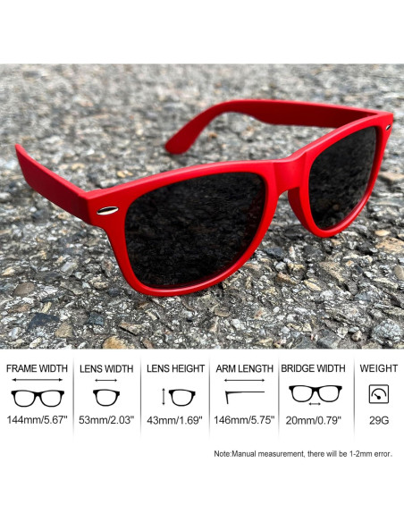 Gafas de sol Joopin cuadradas polarizadas UV400 rojas Gafas de sol Joopin cuadradas polarizadas UV400 rojas