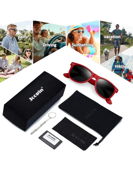 Gafas de sol Joopin cuadradas polarizadas UV400 rojas Gafas de sol Joopin cuadradas polarizadas UV400 rojas