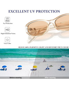 Gafas de Sol Ovaladas BRMHDY Retro para Mujeres UV400 2