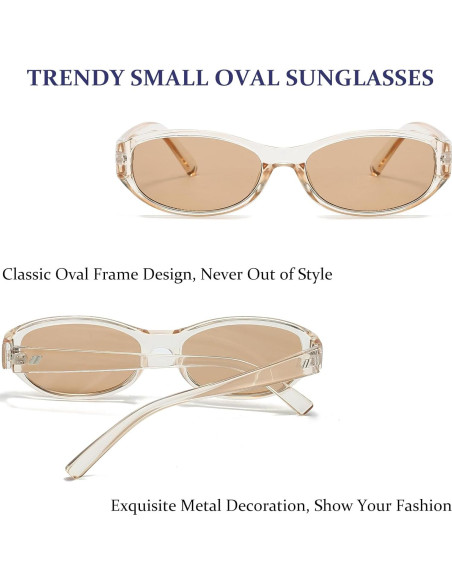 Gafas de Sol Ovaladas BRMHDY Retro para Mujeres UV400