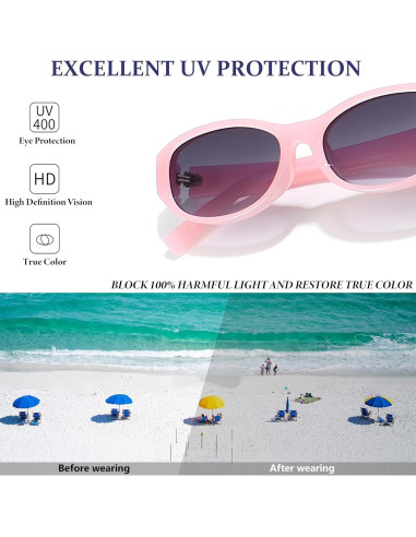 Gafas de sol ovaladas BRMHDY para mujeres, UV400, estilo 90s