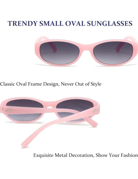 Gafas de sol ovaladas BRMHDY para mujeres, UV400, estilo 90s