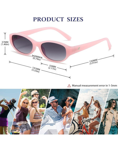Gafas de sol ovaladas BRMHDY para mujeres, UV400, estilo 90s