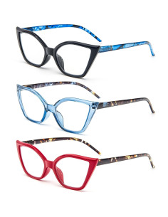 Gafas de Lectura Cat Eye DXYXYO Anti Luz Azul Paquete 3 2
