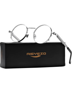Gafas de sol redondas AIEYEZO metálicas UV 100% plata 2