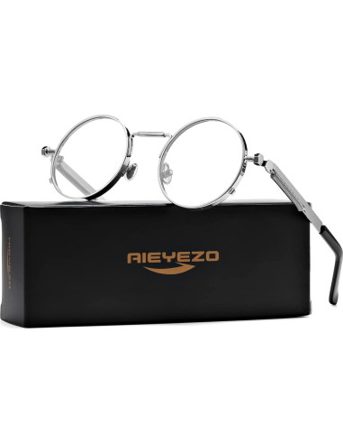 Gafas de sol redondas AIEYEZO metálicas UV 100% plata