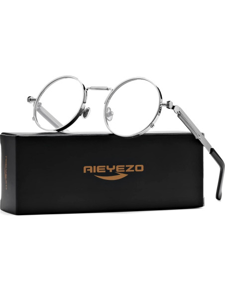 Gafas de sol redondas AIEYEZO metálicas UV 100% plata