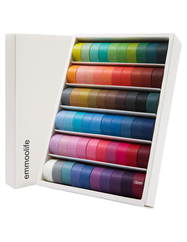 Juego de 60 Rollos de Cinta Washi Emmoolife 15mm x 3m Multicolor