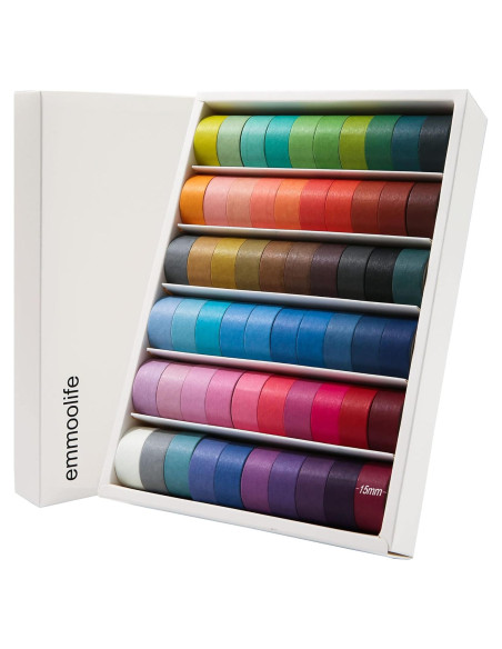 Juego de 60 Rollos de Cinta Washi Emmoolife 15mm x 3m Multicolor