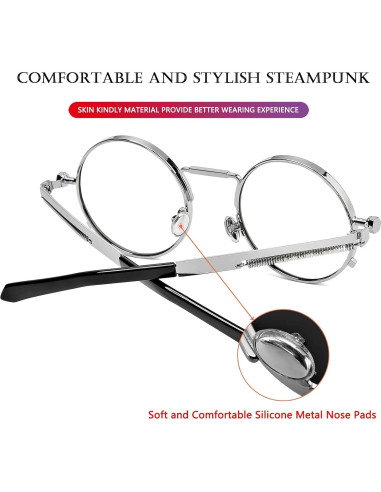 Gafas de sol redondas AIEYEZO metálicas UV 100% plata