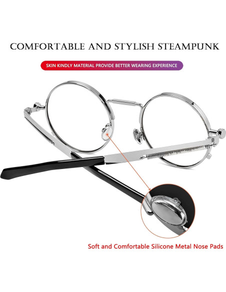 Gafas de sol redondas AIEYEZO metálicas UV 100% plata