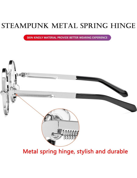 Gafas de sol redondas AIEYEZO metálicas UV 100% plata