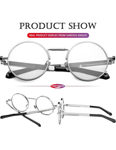 Gafas de sol redondas AIEYEZO metálicas UV 100% plata