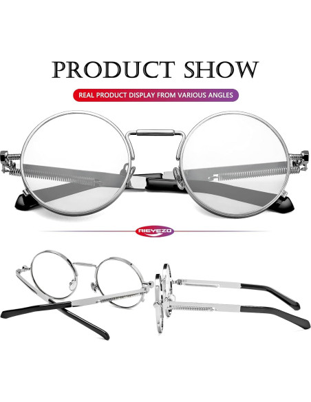 Gafas de sol redondas AIEYEZO metálicas UV 100% plata