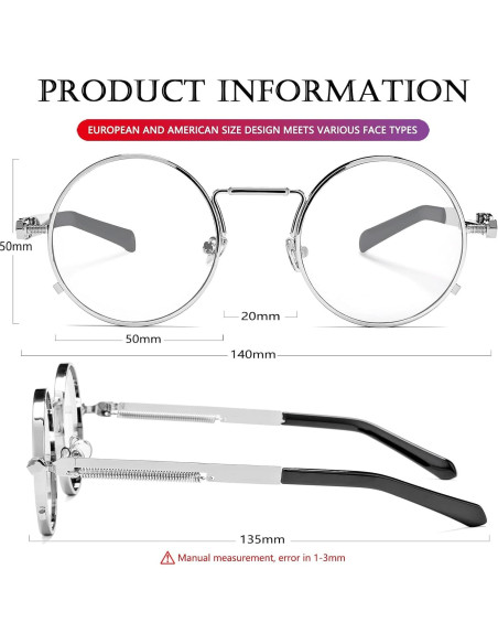 Gafas de sol redondas AIEYEZO metálicas UV 100% plata