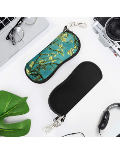 Funda para Gafas MoKo Neopreno Negro y Flor de Almendra 2