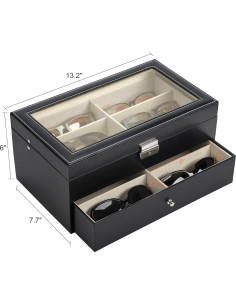 Organizador de Gafas CO-Z Negro 12 Compartimentos Cerrable 2