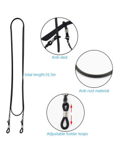 Cadena para Gafas Jmkcoz 80cm Acero Inoxidable Negro 2