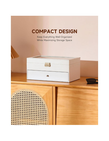 Organizador de Gafas CO-Z 12 Compartimentos Cuero Blanco