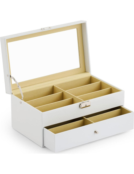 Organizador de Gafas CO-Z 12 Compartimentos Cuero Blanco