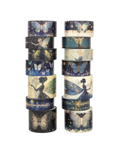 Juego de 14 Rollos de Cinta Washi Ieebee - Decorativa Hada Verde