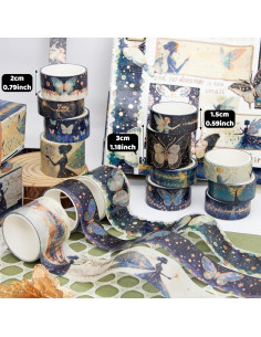 Juego de 14 Rollos de Cinta Washi Ieebee - Decorativa Hada Verde 2