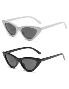 Gafas de Sol Cat Eye Mujeres Vintage Plástico Blanco/Negro