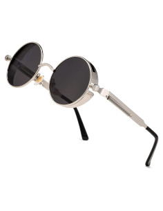 Gafas de sol redondas steampunk HJSUN10 con lentes UV400