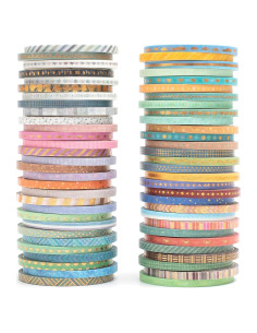Cinta Washi Delgada YUBBAEX 60 Rollos 3mm con Foil Dorado
