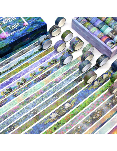 27 Rollos de Cinta Washi Vintage Monet - Decorativas 25mm y 15mm