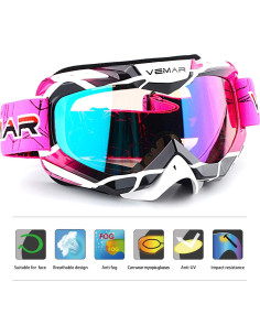 Gafas de Motocross Ubelly S218 Antivaho Rosa 2