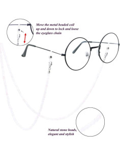 Cadena de Gafas KAI Top Cuarzo Rosa Mate 73 cm Moda 2