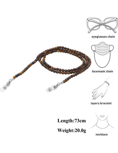 Cadena de Gafas KAI Top Ojo de Tigre Moda 73 cm