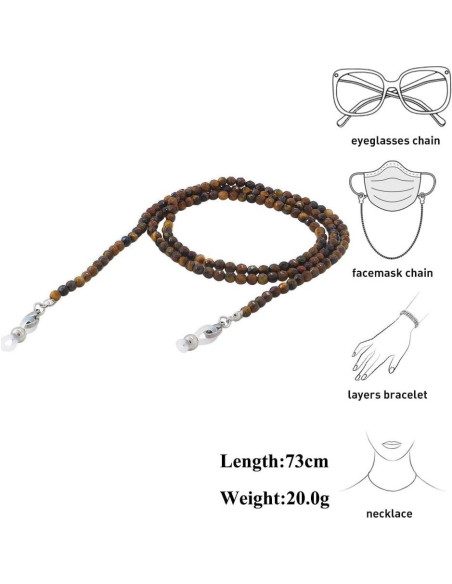 Cadena de Gafas KAI Top Ojo de Tigre Moda 73 cm