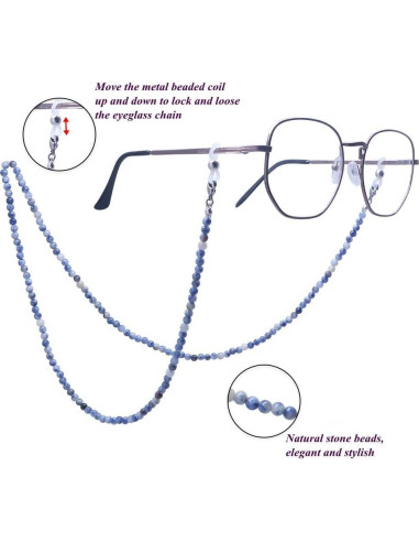 Cadena de Gafas KAI Top Cuentas de Piedra Natural Azul