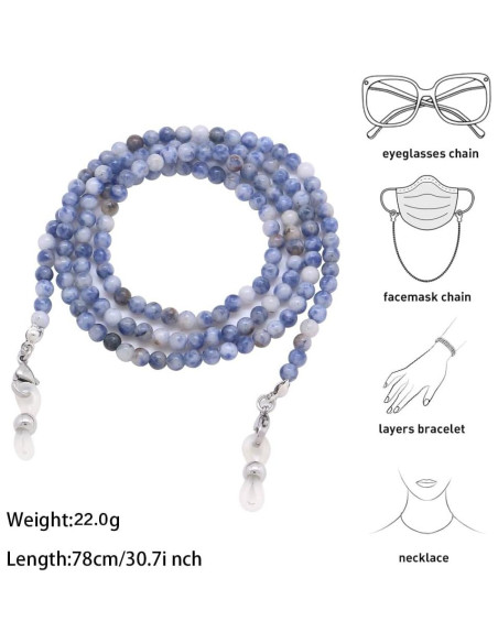 Cadena de Gafas KAI Top Cuentas de Piedra Natural Azul