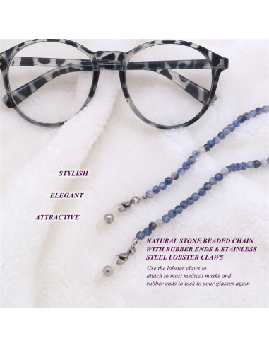 Cadena de Gafas KAI Top Cuentas de Piedra Natural Azul