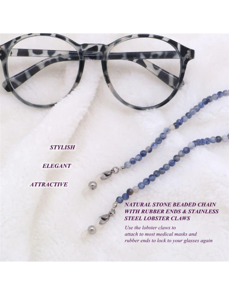Cadena de Gafas KAI Top Cuentas de Piedra Natural Azul