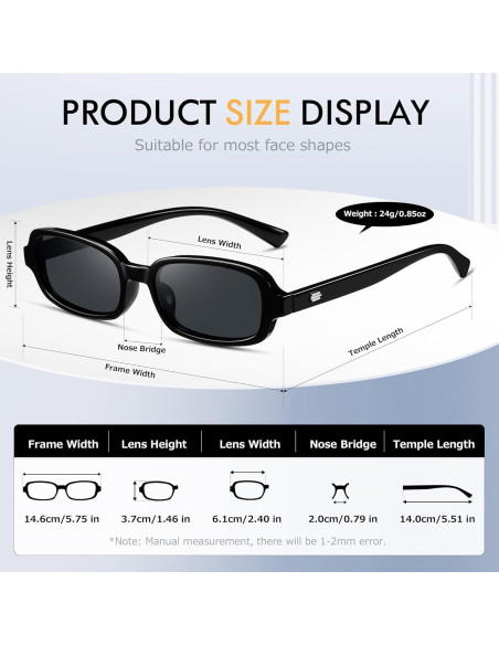 Gafas de sol rectangulares Colrea UV400 para mujeres Gafas de sol rectangulares Colrea UV400 para mujeres