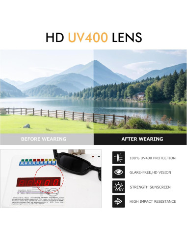 Gafas de sol rectangulares Colrea UV400 para mujeres