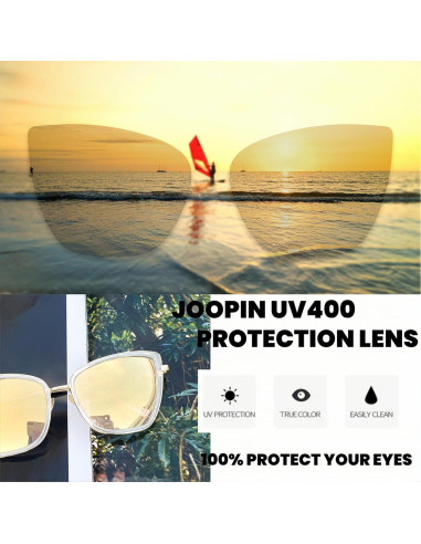 Gafas de sol estilo gato Joopin UV400 para mujeres doradas
