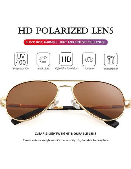 Gafas de sol aviador polarizadas PORADAY 58mm marco metal Gafas de sol aviador polarizadas PORADAY 58mm marco metal