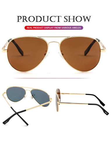 Gafas de sol aviador polarizadas PORADAY 58mm marco metal