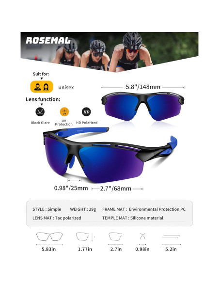 Gafas de sol deportivas Rosemal 7253 polarizadas UV400