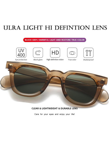 Gafas de sol cuadradas PORADAY unisex con lentes UV400