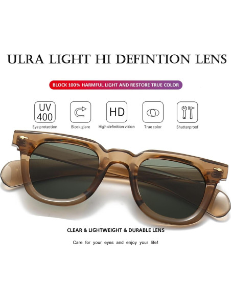 Gafas de sol cuadradas PORADAY unisex con lentes UV400